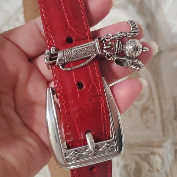 Brighton Red Belt with Golf Charms Size ML/32 - Picture 2 of 16